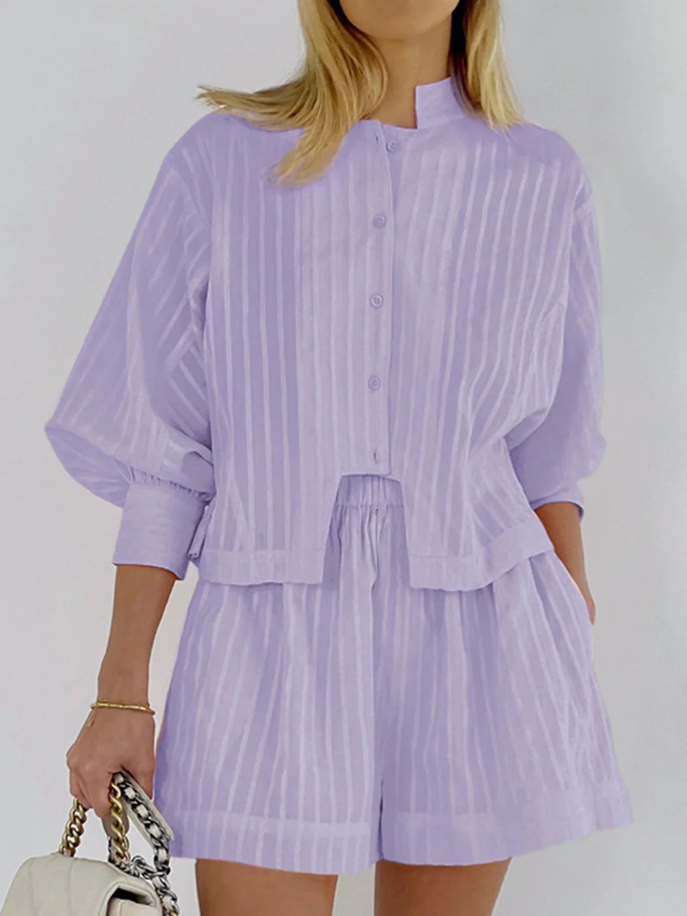 The Commense Pure Cotton PinStripe Long-Sleeve Short Seat Size Small